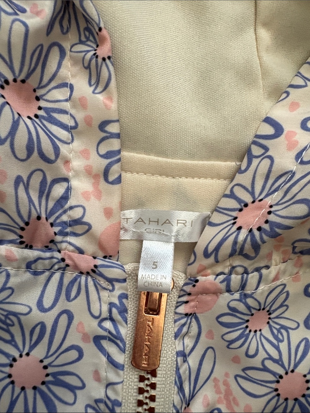 Tahari Pink & Blue Floral Hooded Windbreaker - Picture 2 of 4